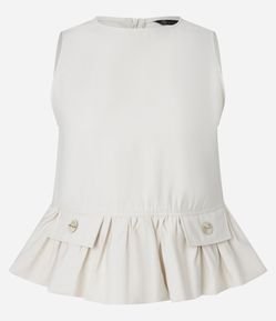 Blusa Peplum Alfaiatada com Detalhe de Lapela