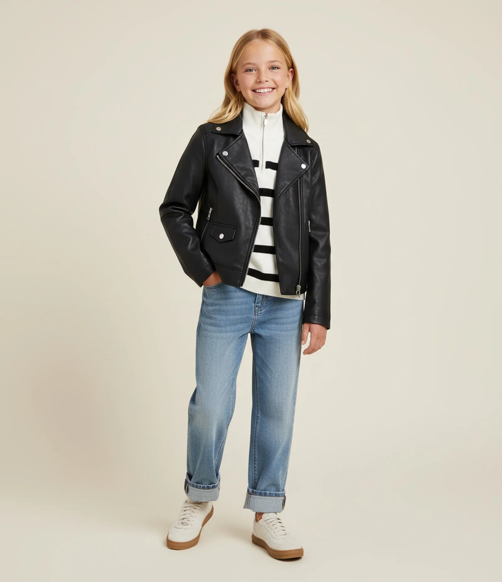 Calça Infantil Reta em Jeans com Barra Dobrada – Tam 5 a 16 Anos Azul Claro 2