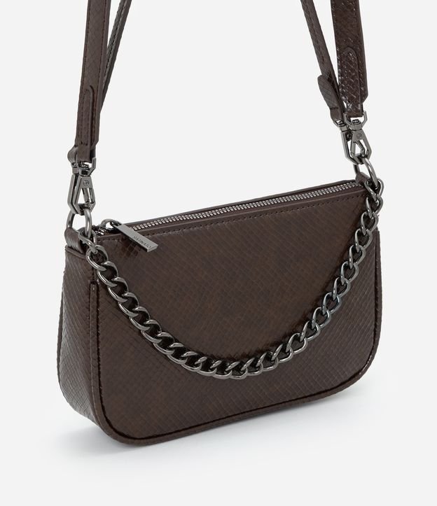 Bolsa Baguete Transversal Pequena com Alça de Corrente