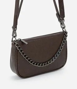 Bolsa Baguete Transversal Pequena com Alça de Corrente