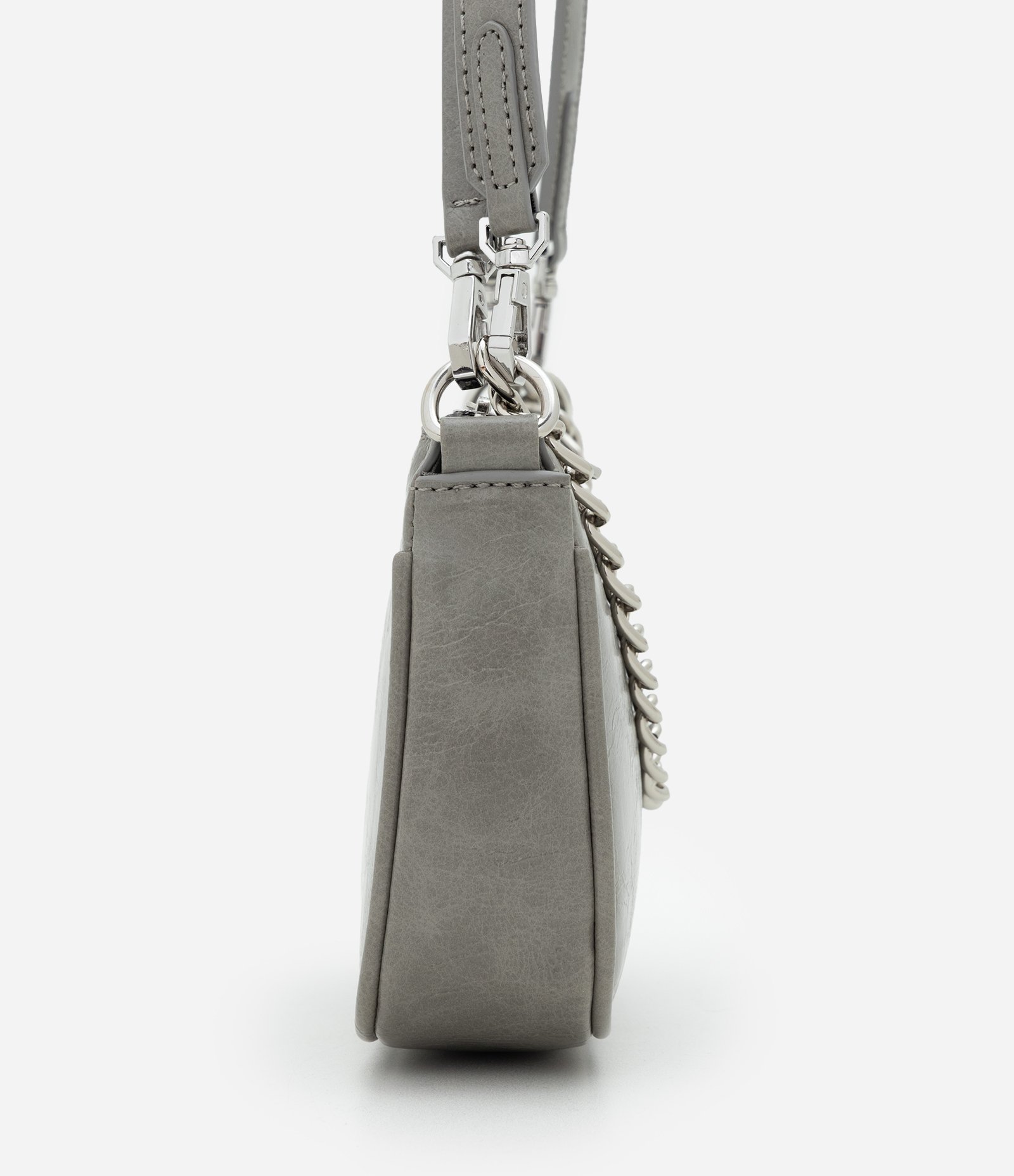 Bolsa Baguete Pequena com Alça de Corrente Cinza 2