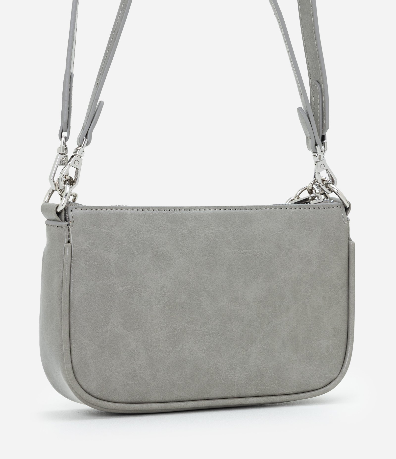 Bolsa Baguete Pequena com Alça de Corrente Cinza 3