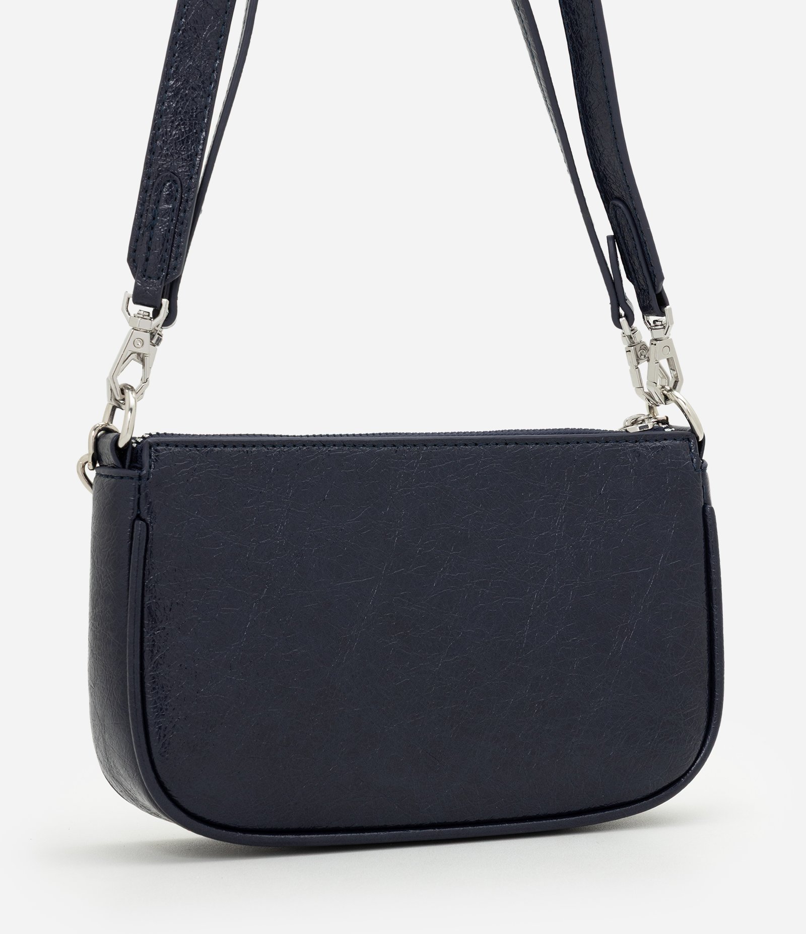 Bolsa Baguete Pequena com Alça de Corrente Azul Escuro 3