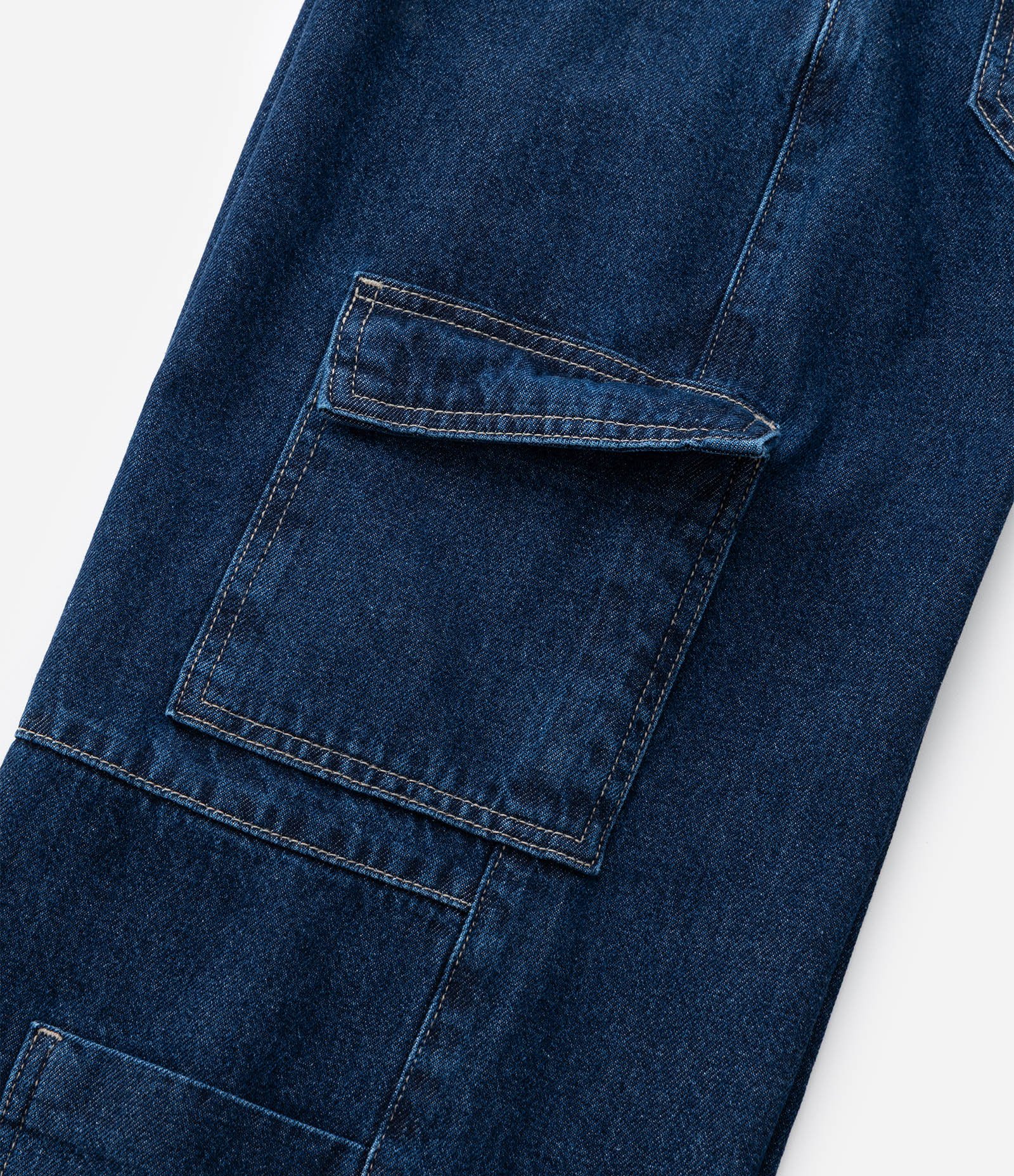 Calça Infantil Wide Leg em Jeans com Bolsos Cargo – Tam 5 a 14 Anos Azul Marinho 9