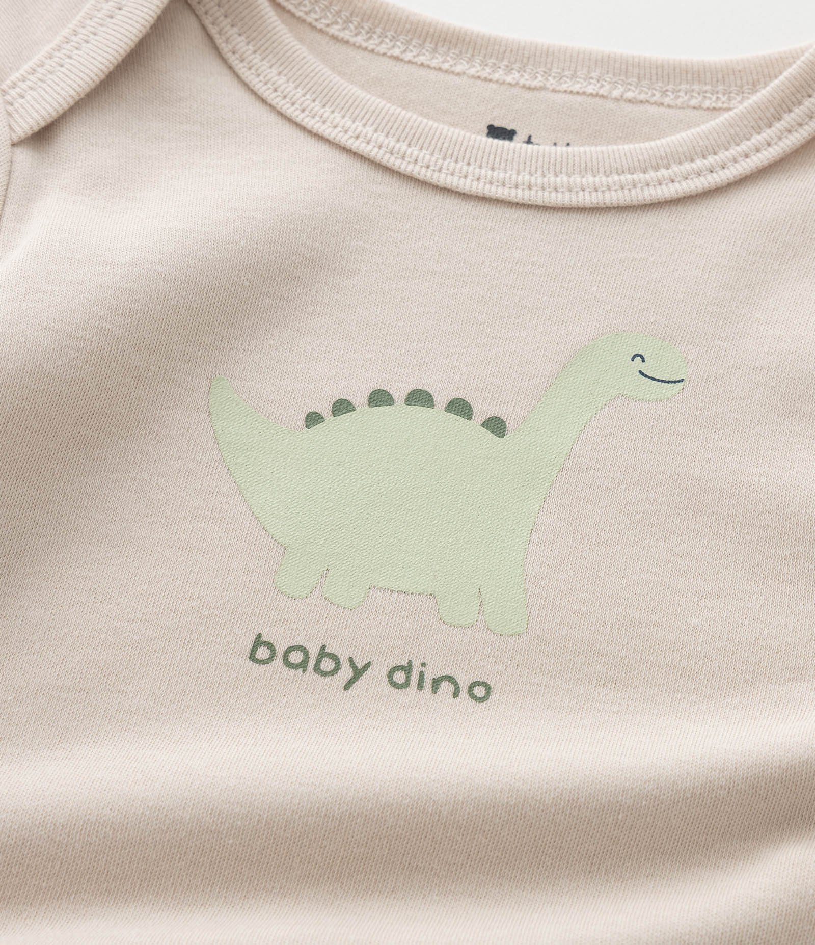 Kit 03 Bodies Bebê com Estampa de Dinossauro – Tam RN a 18 Meses Azul/Branco/Bege 4