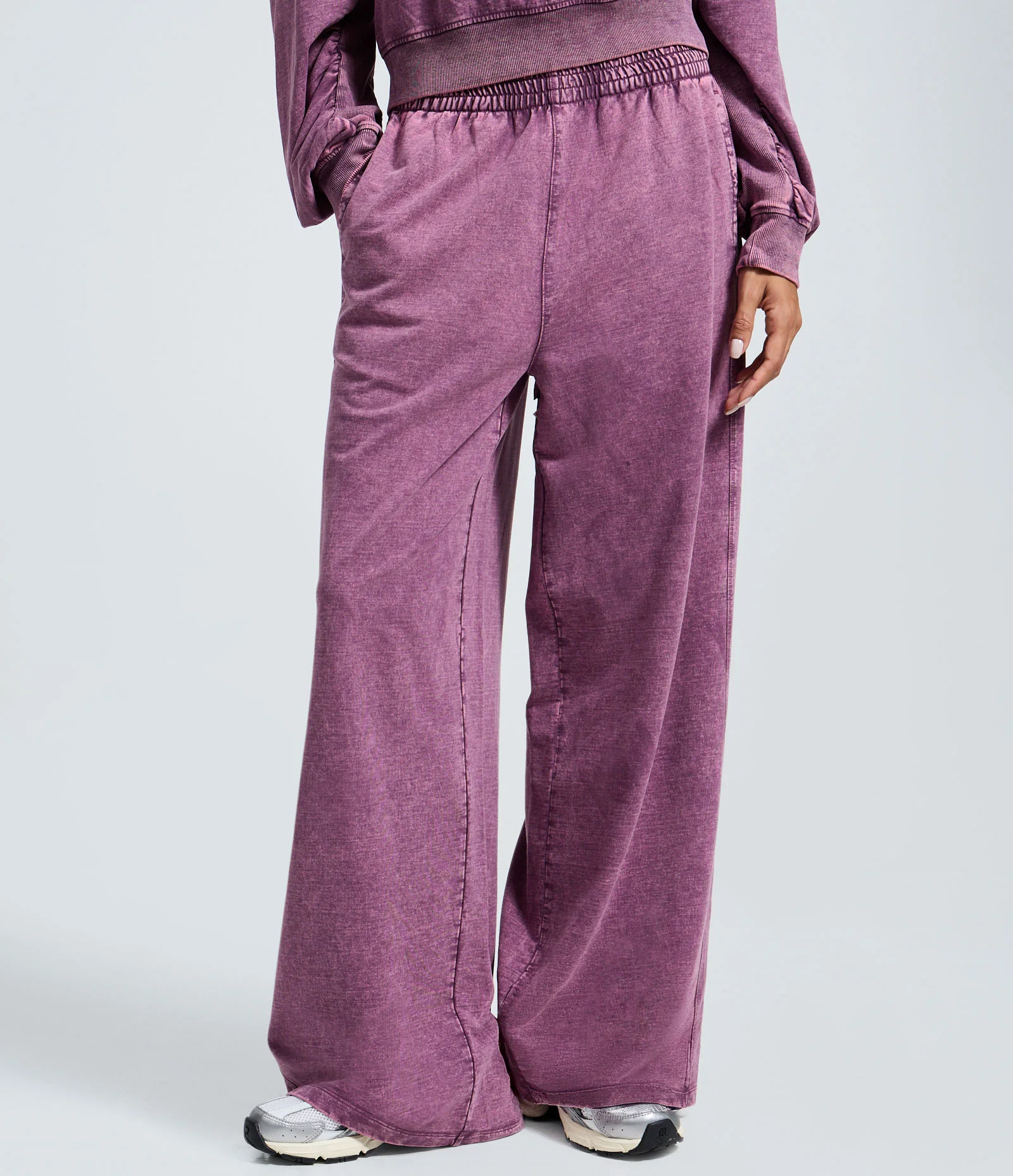 Calça Wide Leg em Moletom Lavado Roxo 3