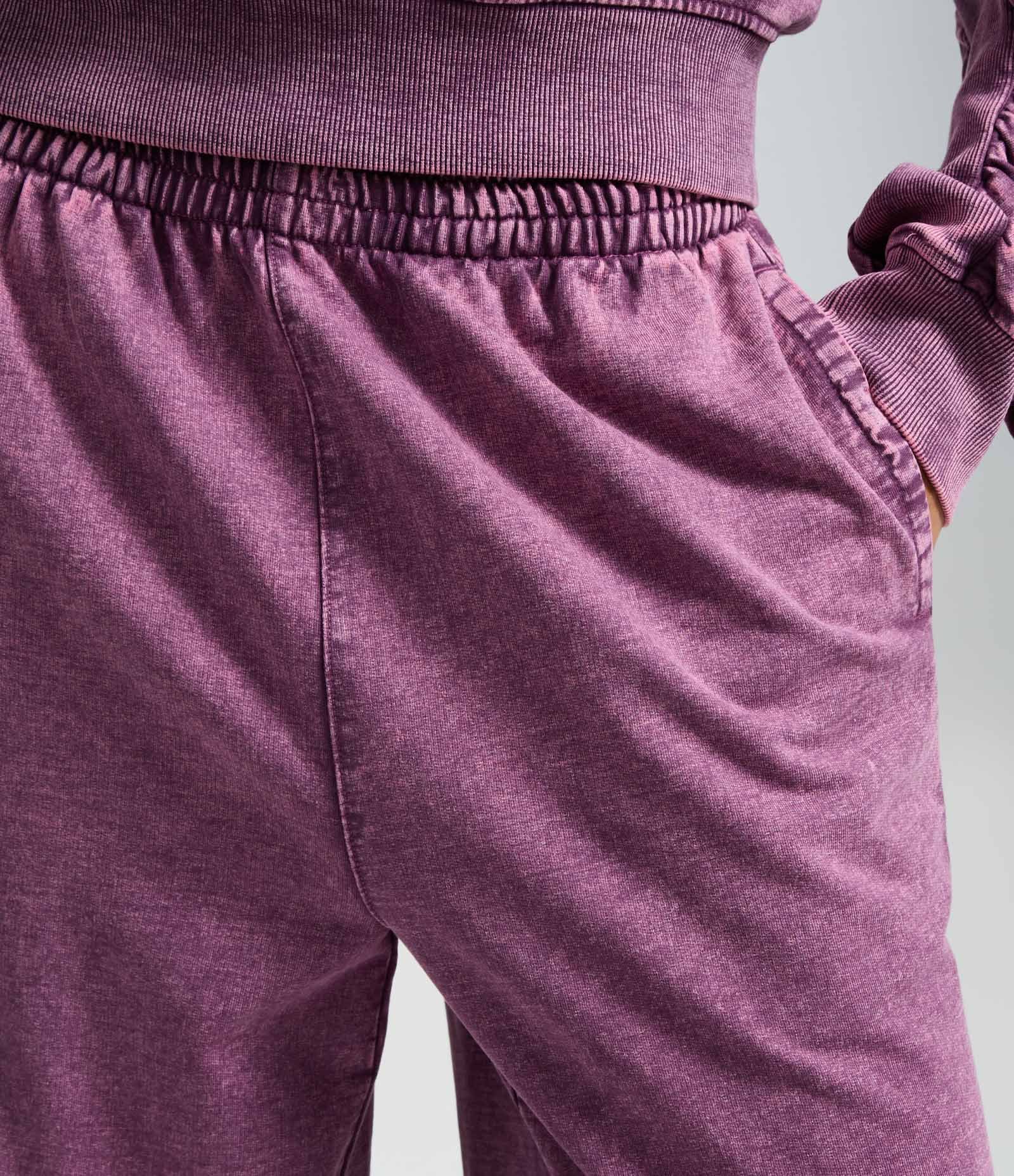 Calça Wide Leg em Moletom Lavado Roxo 4