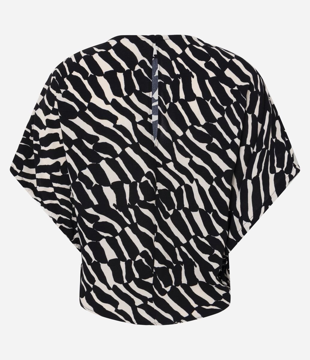 Blusa em Airflow com Estampa Zebra e Manga Ampla Bicolor