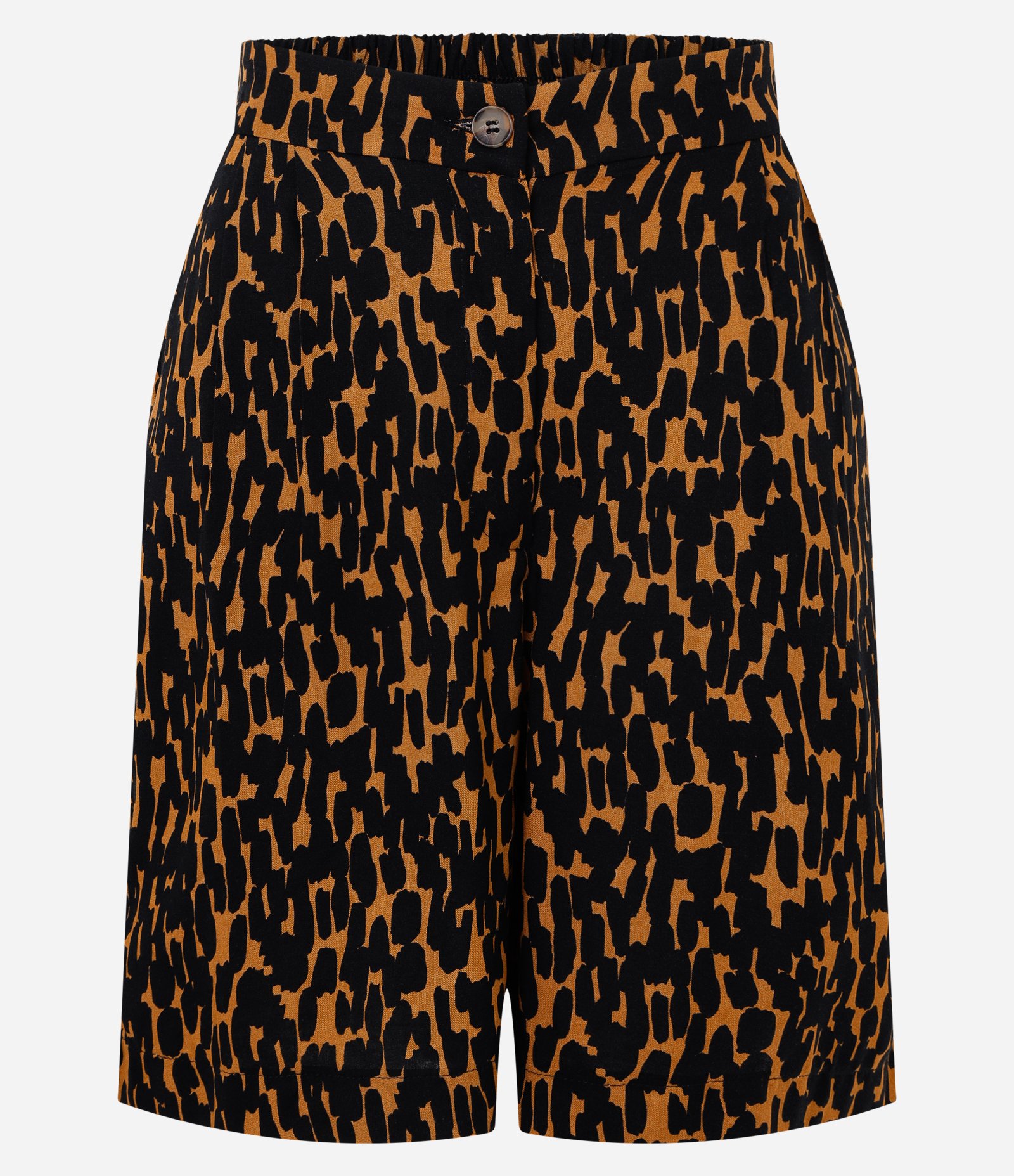 Short em Viscose com Elástico no Cós e Estampa Onça Laranja/Preto 2