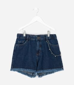 Short Infantil em Jeans com Corrente de Borboletas – Tam 5 a 14 Anos