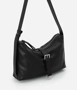 Bolsa Hobo em PU com Detalhe em Fivela