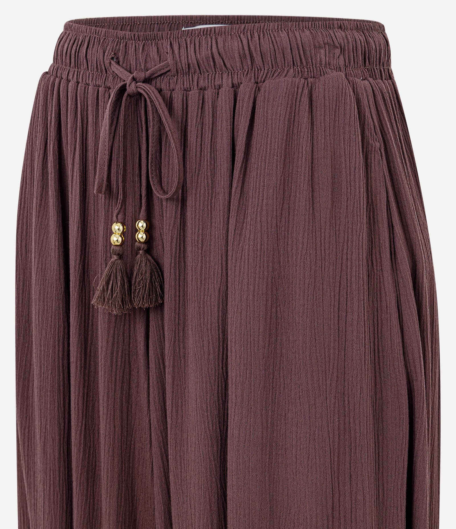Calça Balloon em Viscose com Barra Franzida Bordô 6