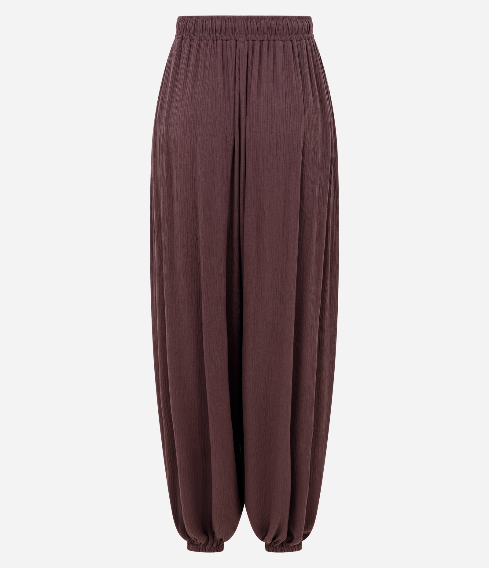 Calça Balloon em Viscose com Barra Franzida Bordô 7