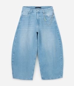 Calça Barrel em Jeans com Corrente