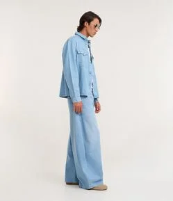 Calça Barrel em Jeans com Corrente