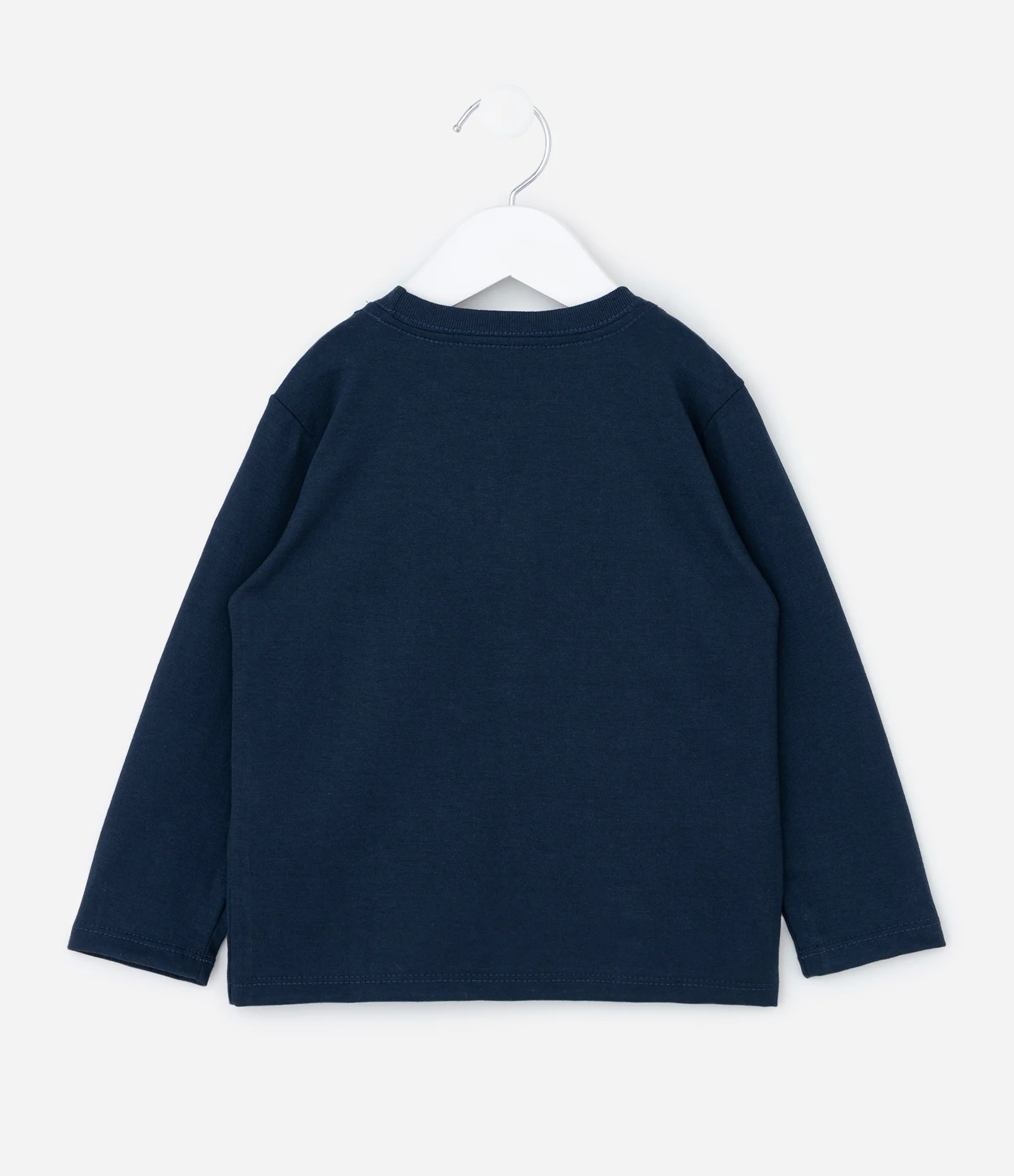 Camiseta Infantil Listrada com Detalhe no Peito – Tam 1 a 5/6 Anos Azul Marinho 2