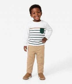 Camiseta Infantil Listrada com Bolsinho – Tam 1 a 6 Anos