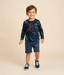 Camiseta Infantil com Estampa de Dinossauros – Tam 1 a 6 Anos
