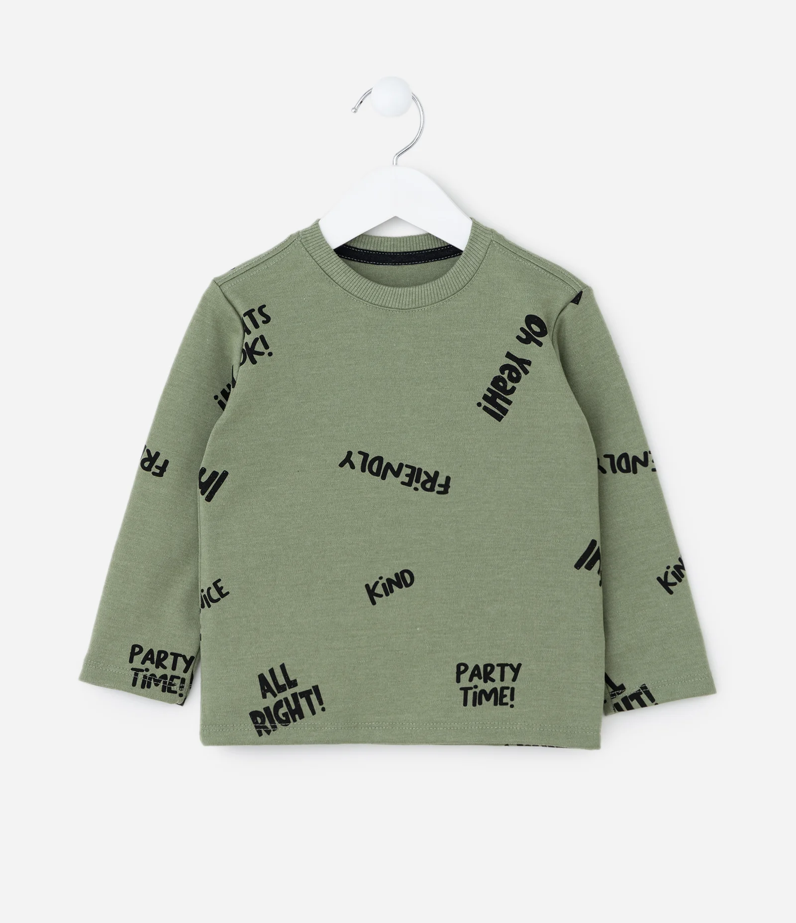 Camiseta Infantil com Estampa Lettering – Tam 1 a 5/6 Anos Verde Militar 1