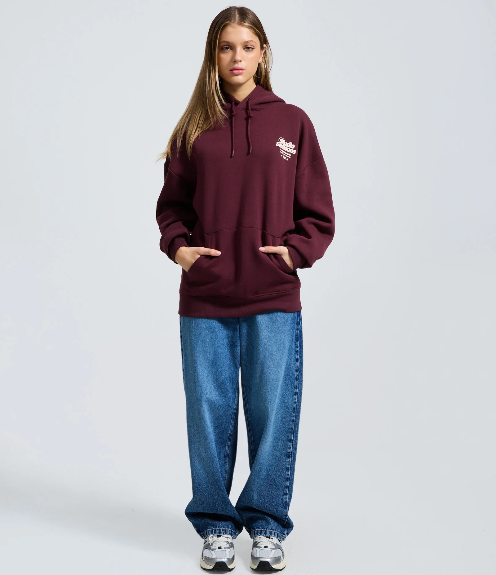 Blusão Moletom Oversized com Estampa College Copenhagen Bordô 2