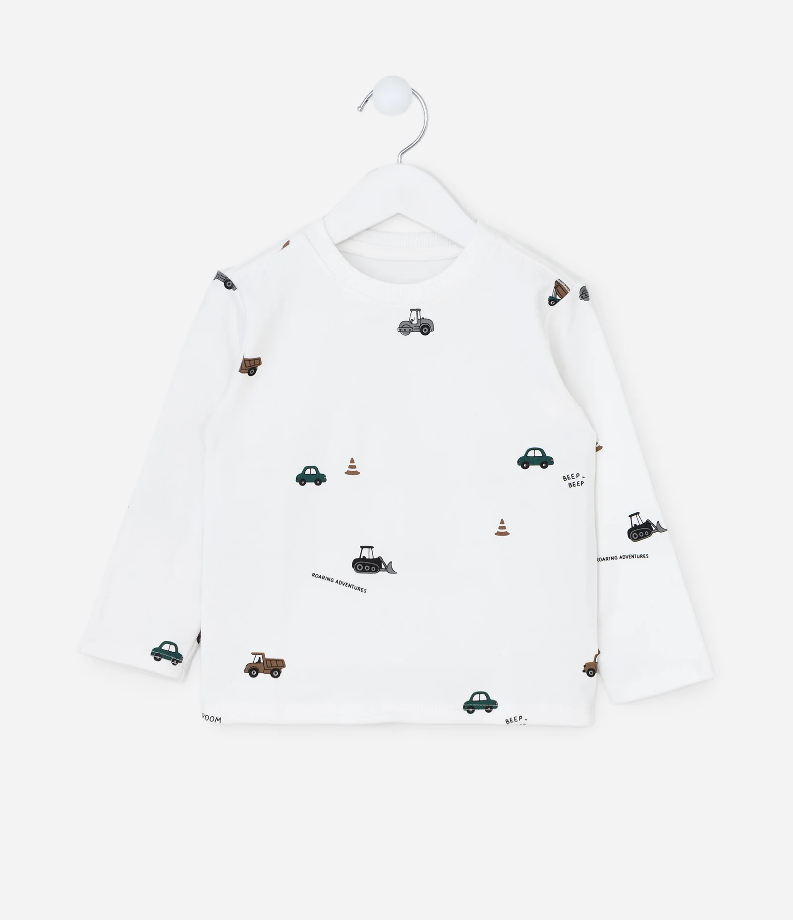 Camiseta Infantil em Suedine com Estampa de Carrinhos – Tam 1 a 5/6 Anos Branco 2