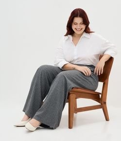 Calça Wide Leg em Moletom com Risca de Giz Curve & Plus Size