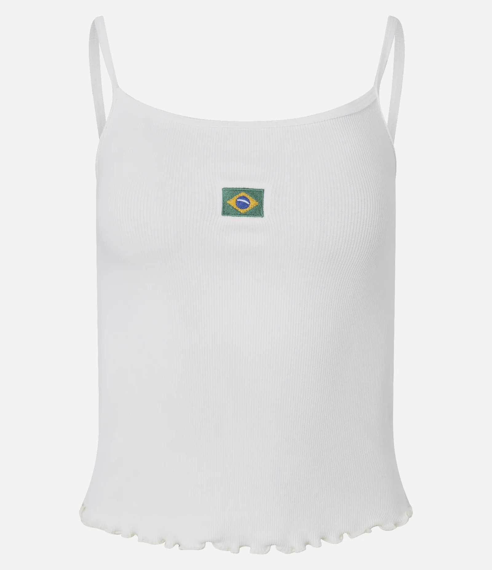 Regata de Alcinha em Ribana com Bandeira do Brasil Bordada Branco 1