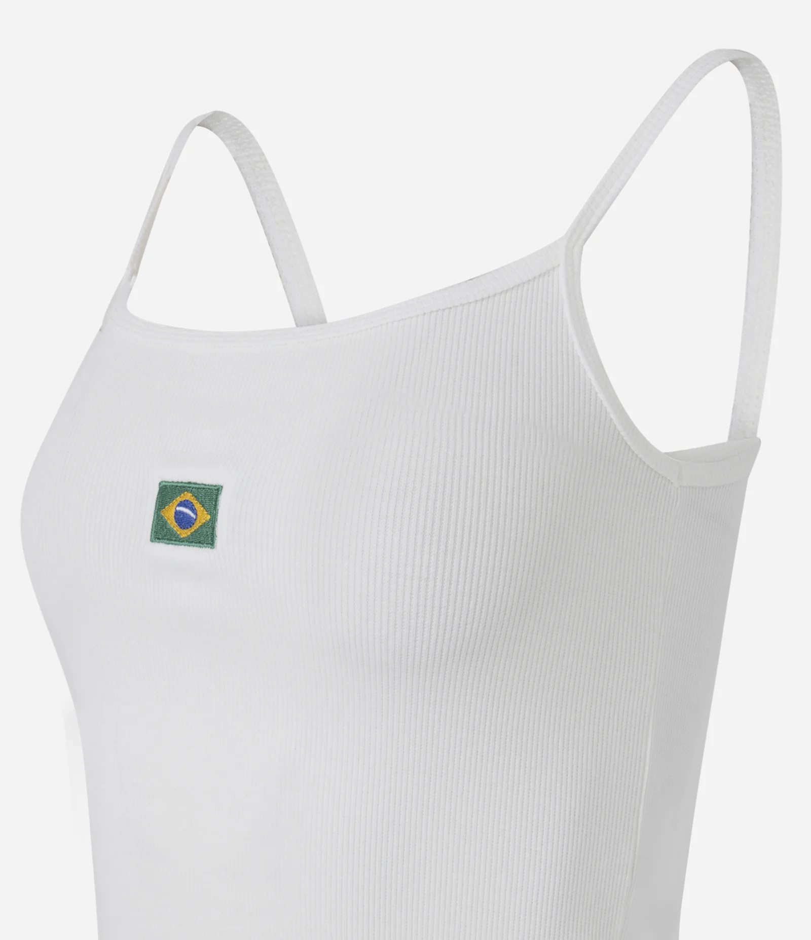 Regata de Alcinha em Ribana com Bandeira do Brasil Bordada Branco 2