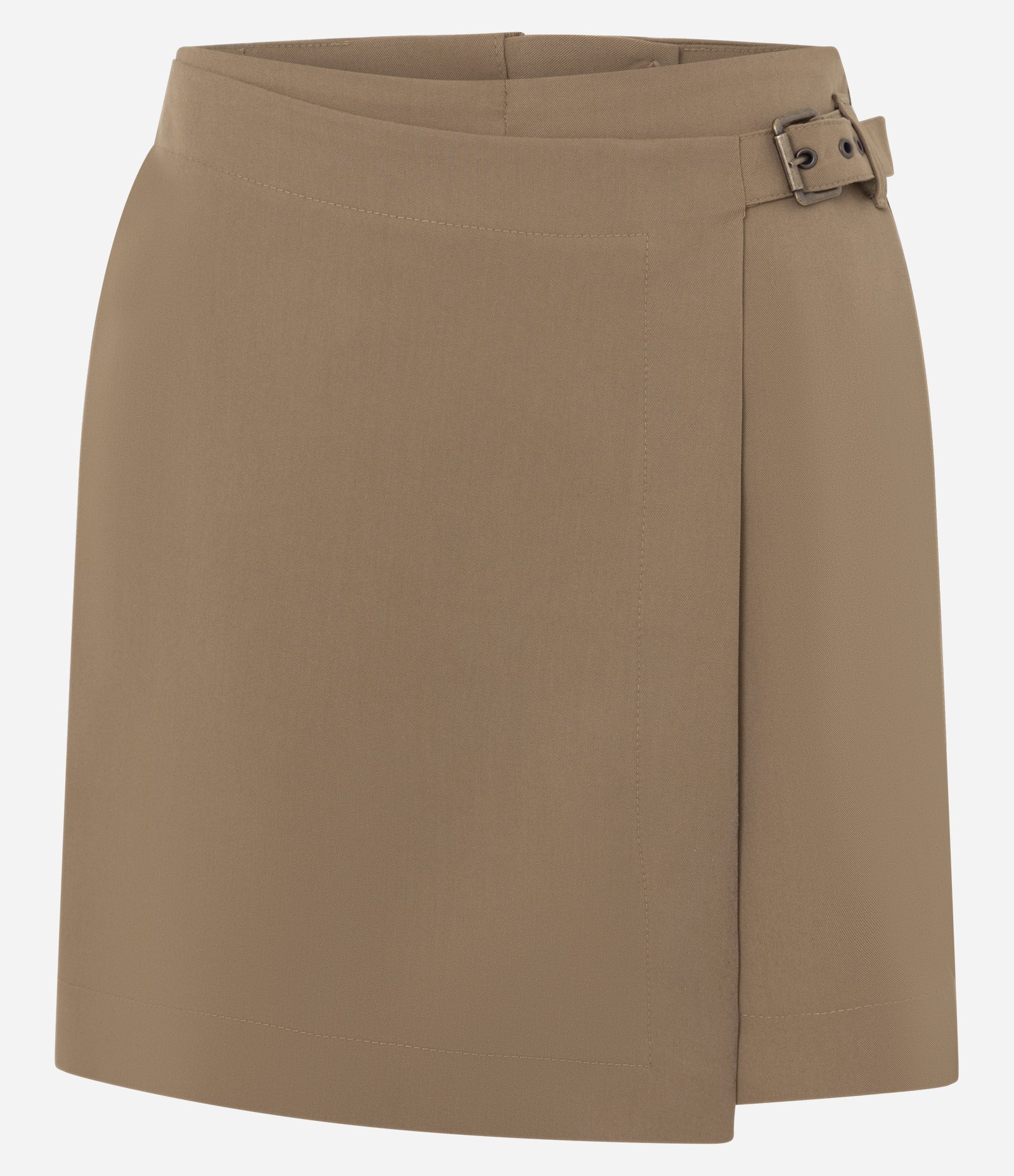 Short Saia Alfaiatado em Viscose com Transpasse Afivelado Marrom 1