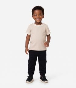 Camiseta Infantil com Gola e Mangas em Ribana – Tam 1 a 6