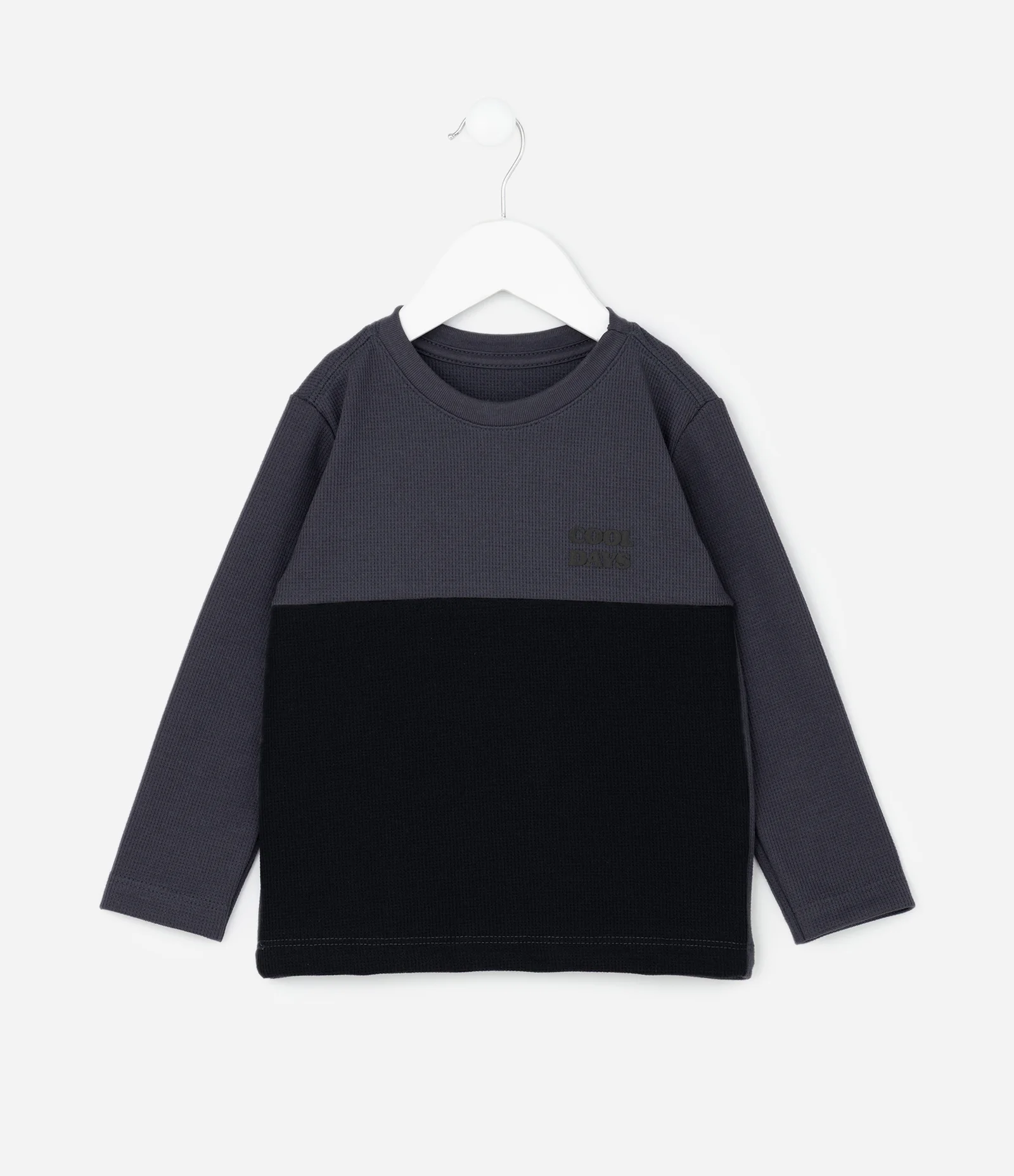 Camiseta Infantil em Piquet com Recortes - Tam 1 a 6 Anos Cinza/Preto 2