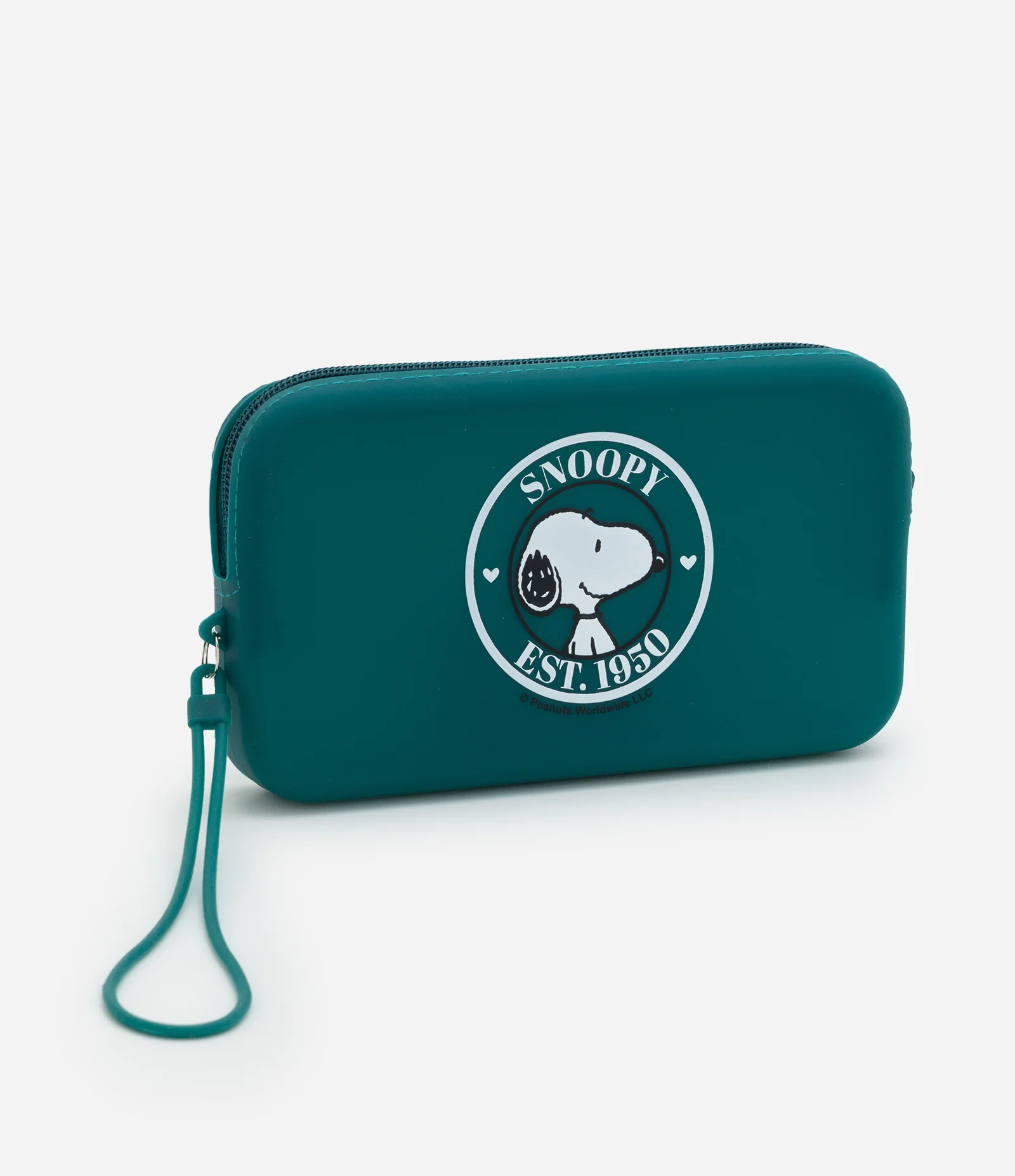 Necessaire Pequena em Silicone com Estampa Snoopy Verde 1