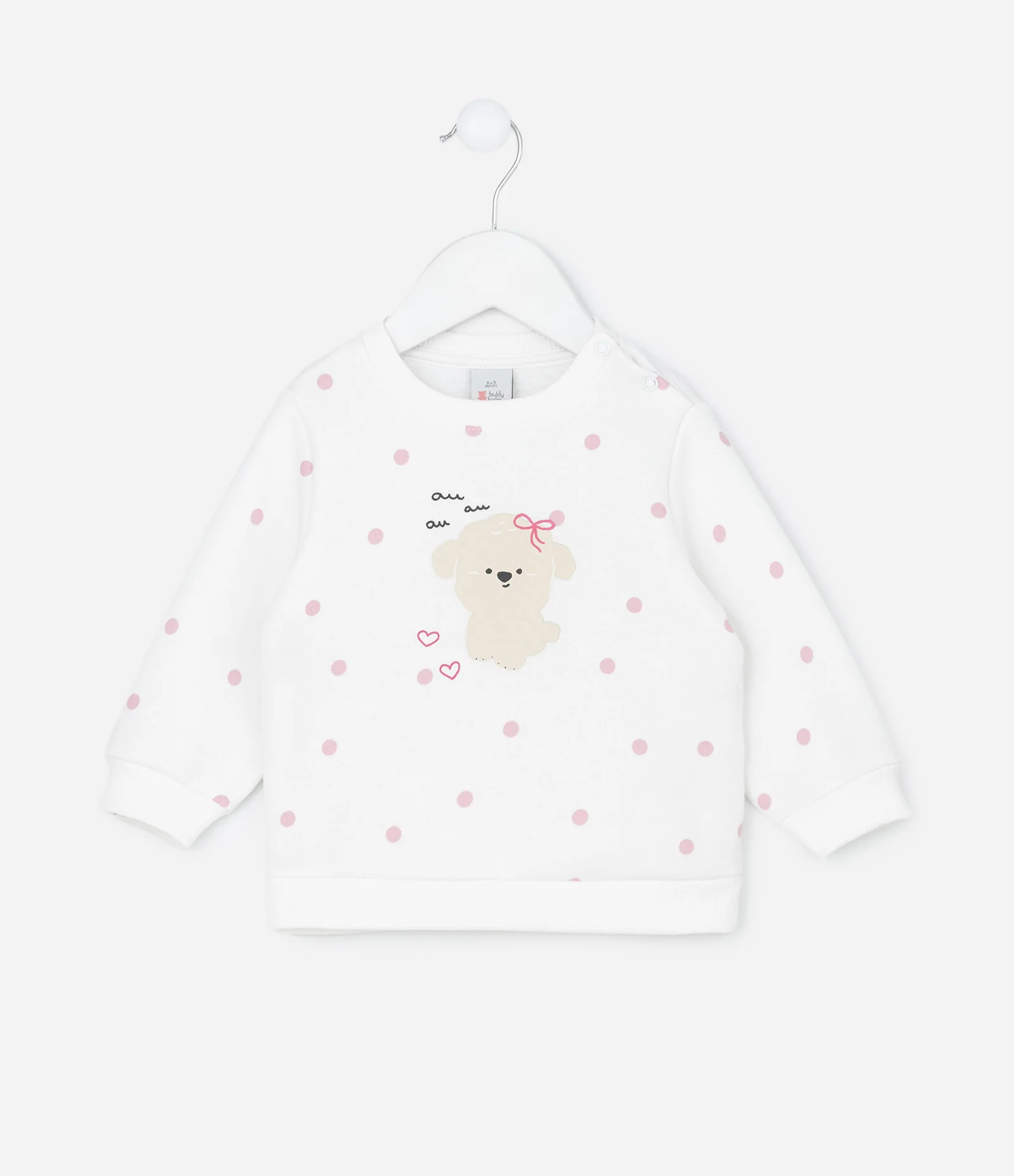 Casaco Infantil com Poá e Estampa Poodle – Tam RN a 18 Meses Branco 1