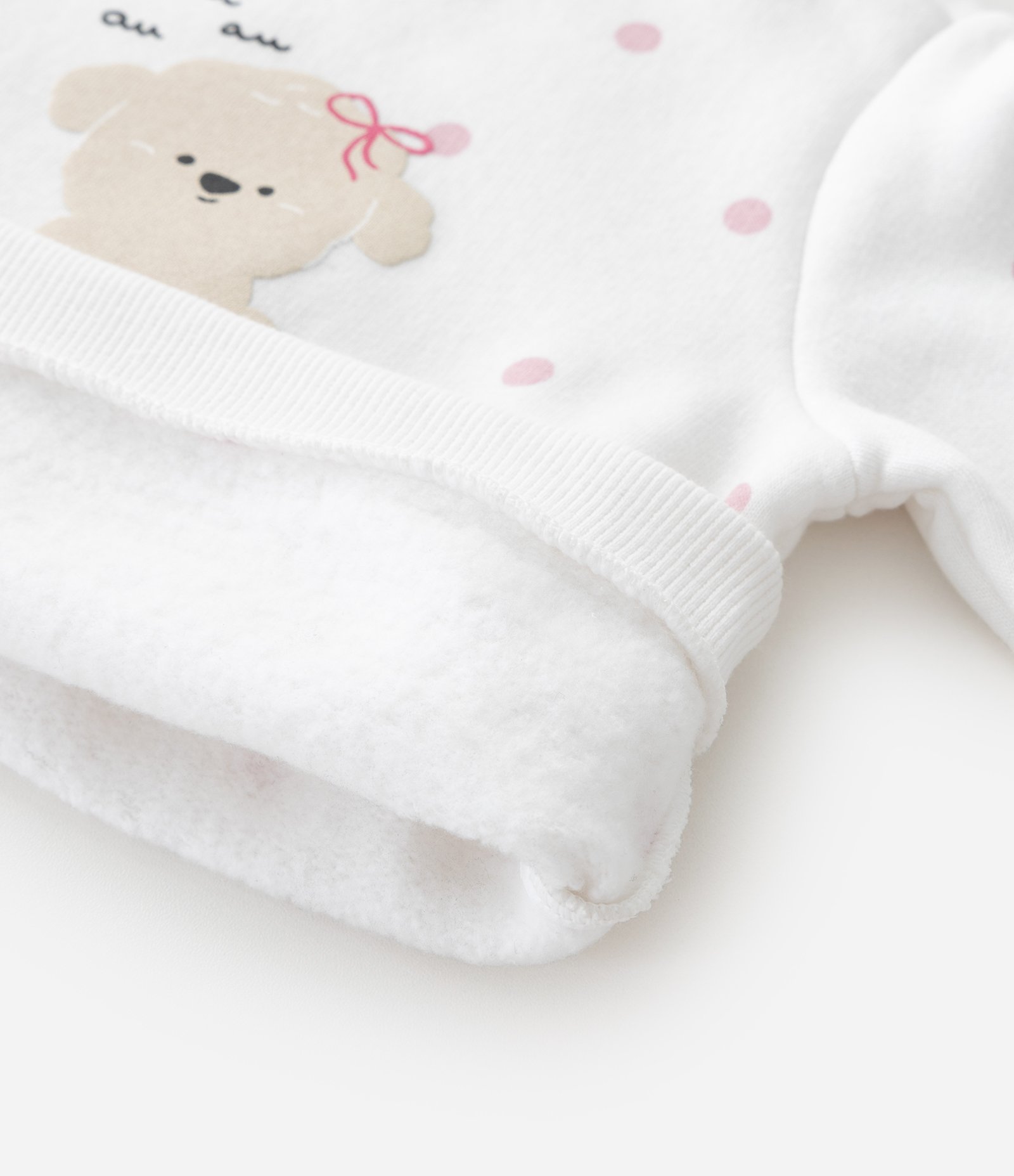 Casaco Infantil com Poá e Estampa Poodle – Tam RN a 18 Meses Branco 4