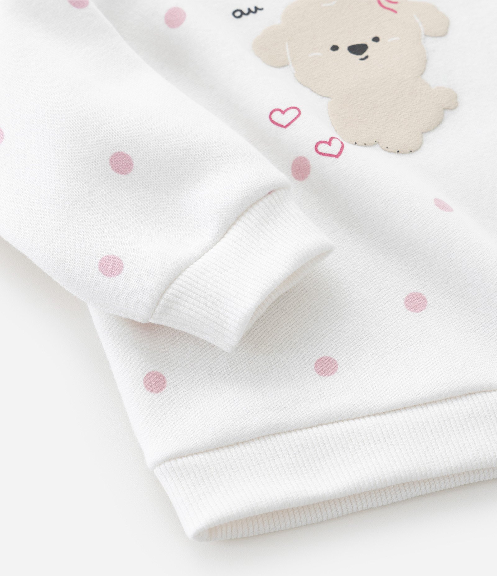 Casaco Infantil com Poá e Estampa Poodle – Tam RN a 18 Meses Branco 6