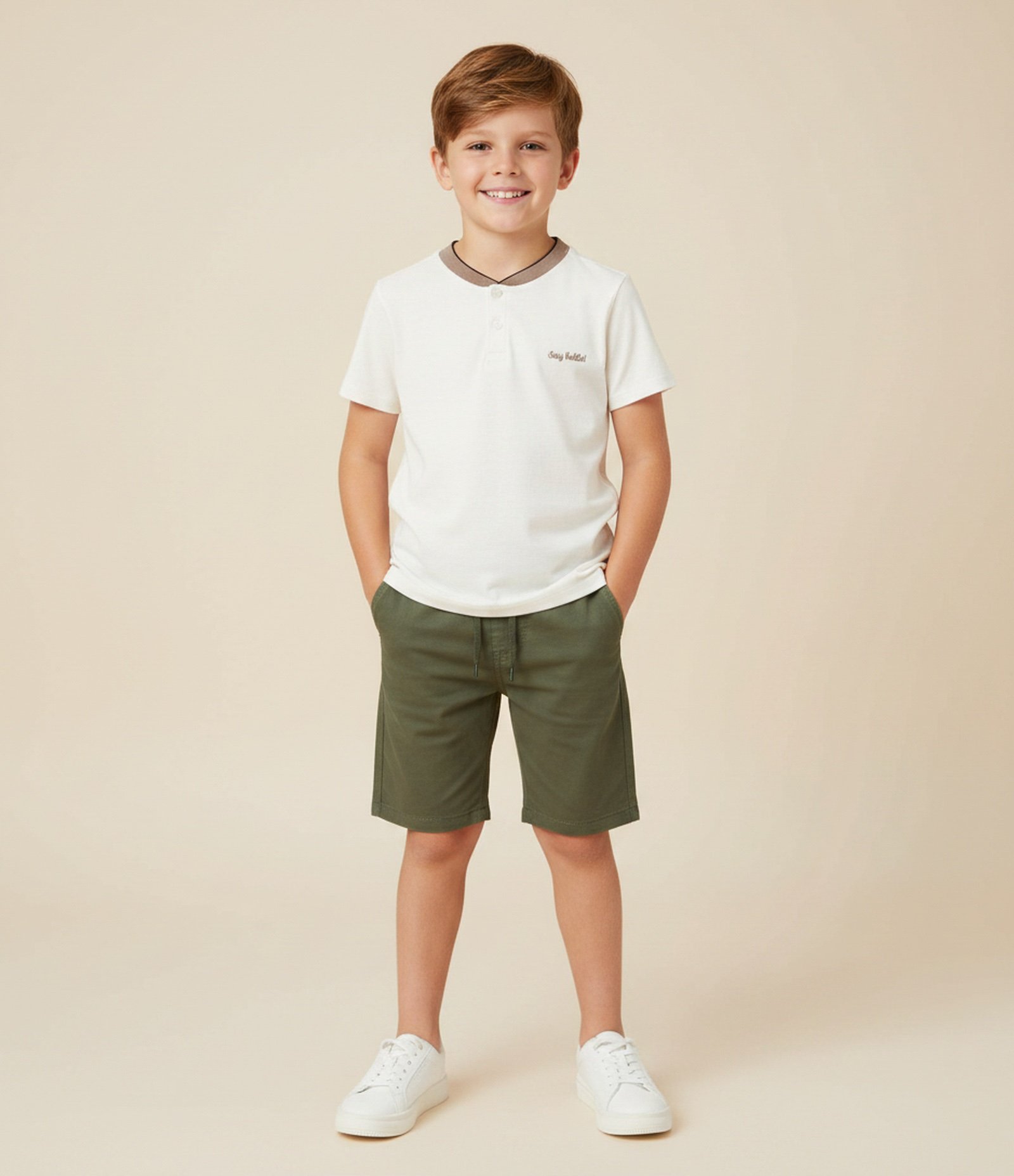 Camiseta Infantil com Lettering Bordado – Tam 1 a 6 Anos Off White 2
