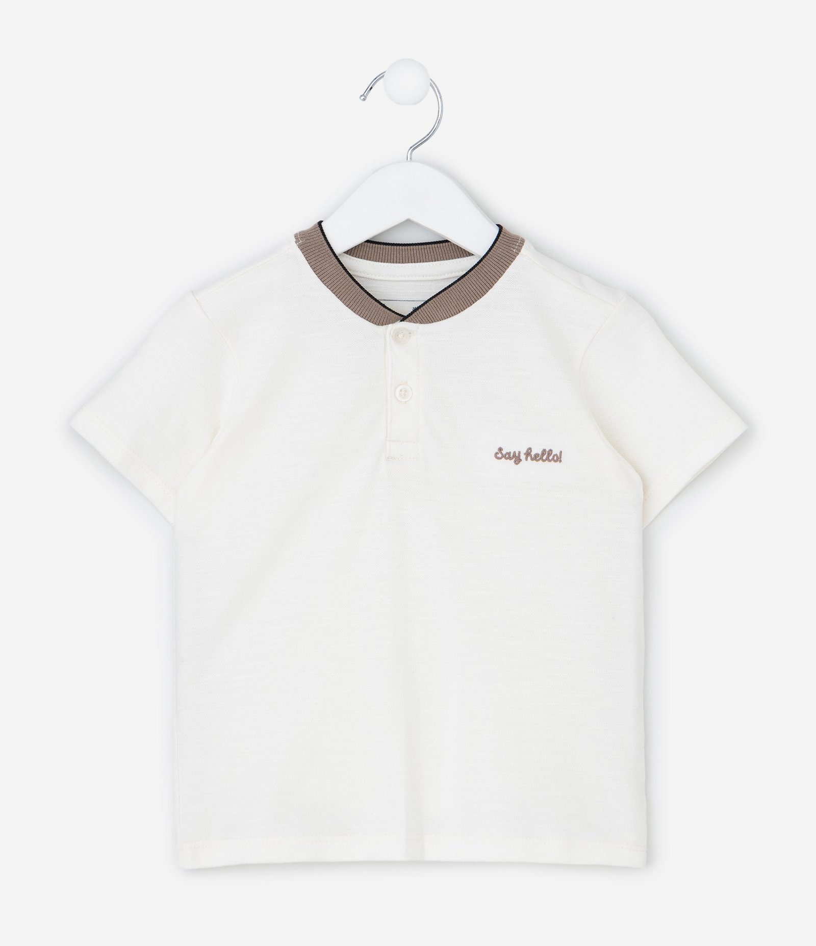 Camiseta Infantil com Lettering Bordado – Tam 1 a 5/6 Anos Off White 1