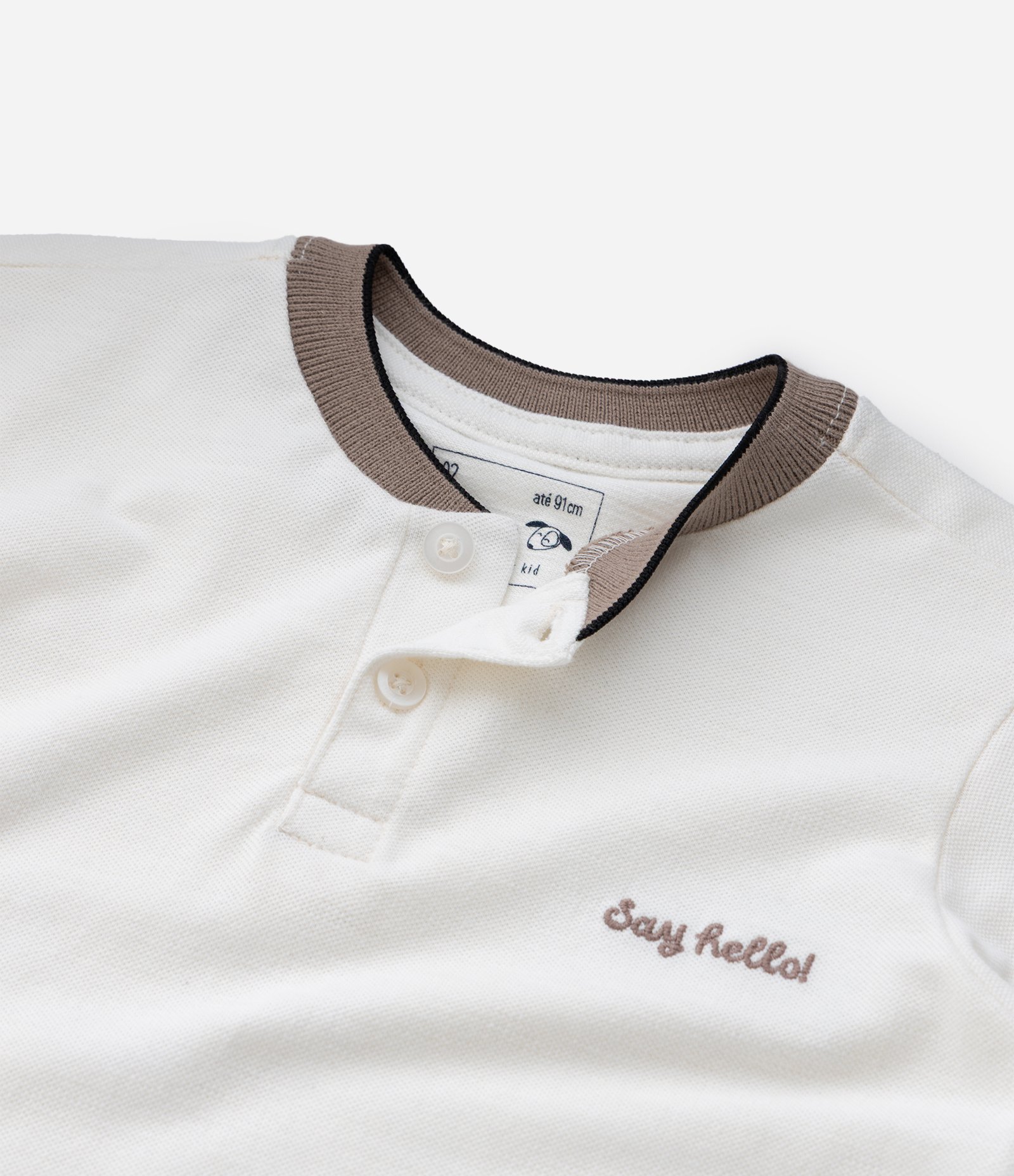 Camiseta Infantil com Lettering Bordado – Tam 1 a 5/6 Anos Off White 5