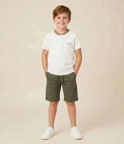 Camiseta Infantil com Lettering Bordado – Tam 1 a 6 Anos