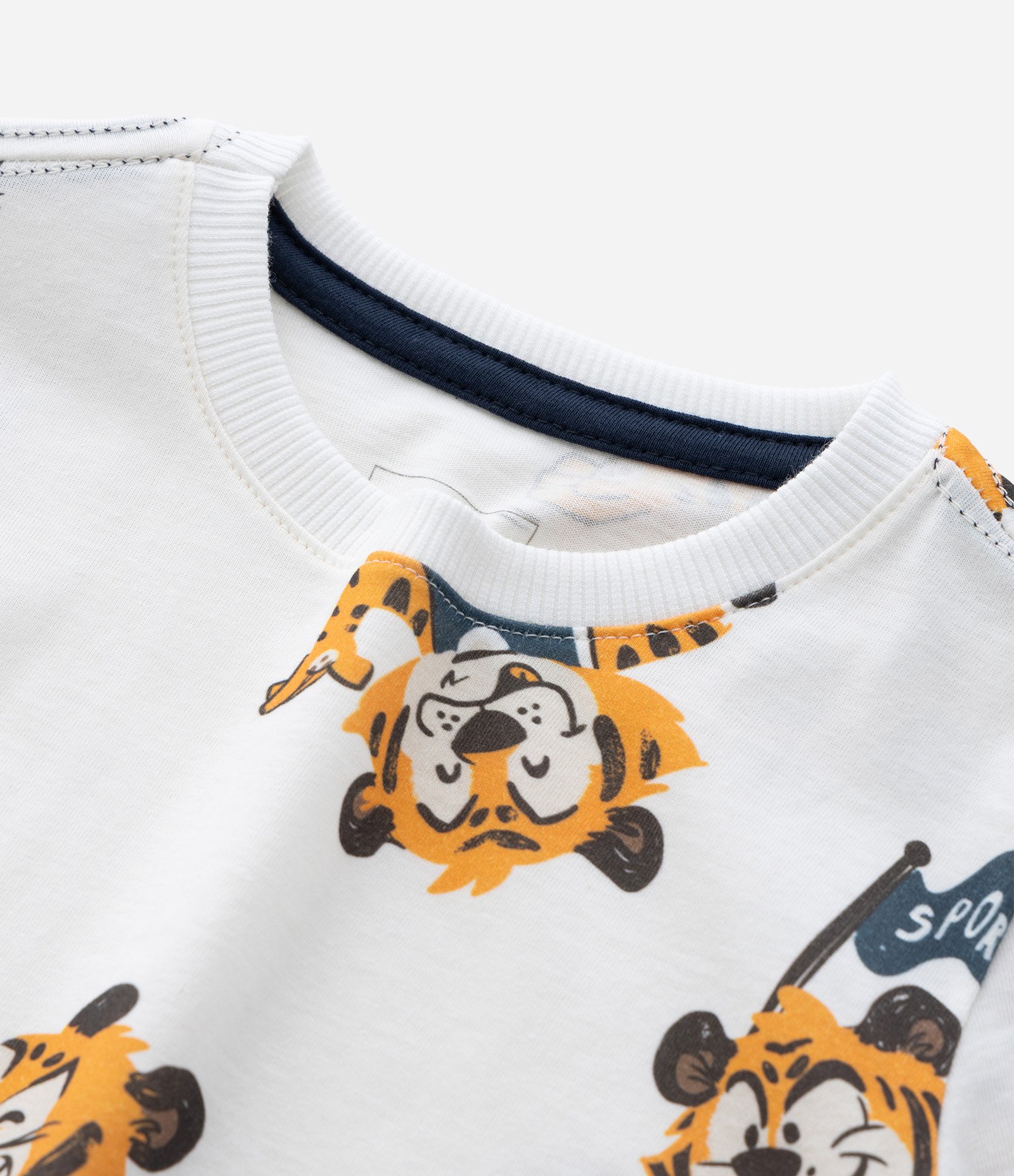 Camiseta Infantil com Estampa Tigre Esportivo – Tam 1 a 5/6 Anos Branco 4