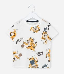 Camiseta Infantil com Estampa Tigre Esportivo – Tam 1 a 5/6 Anos