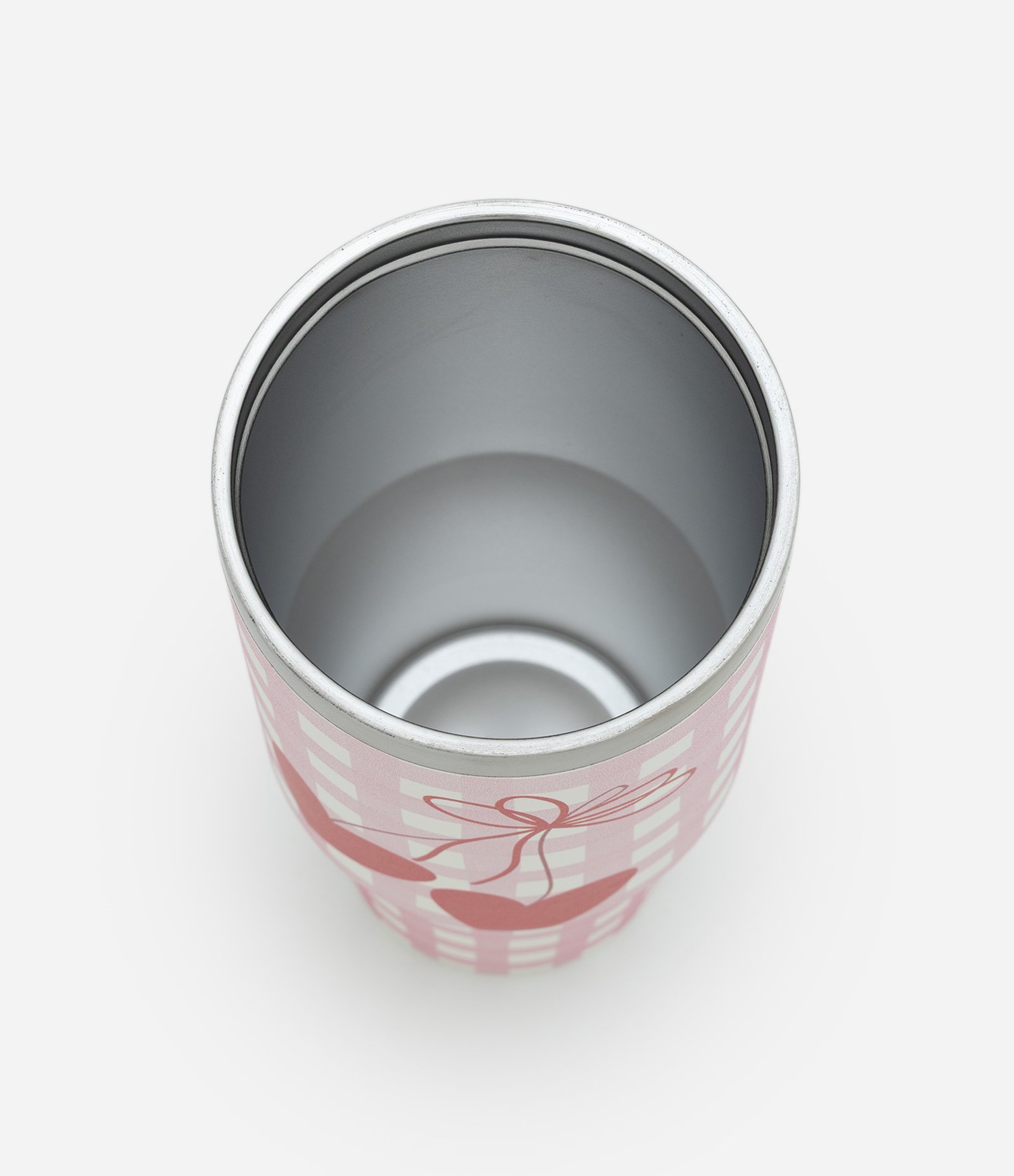 Copo Térmico com Alça e Estampa Xadrez 900ml Rosa 3