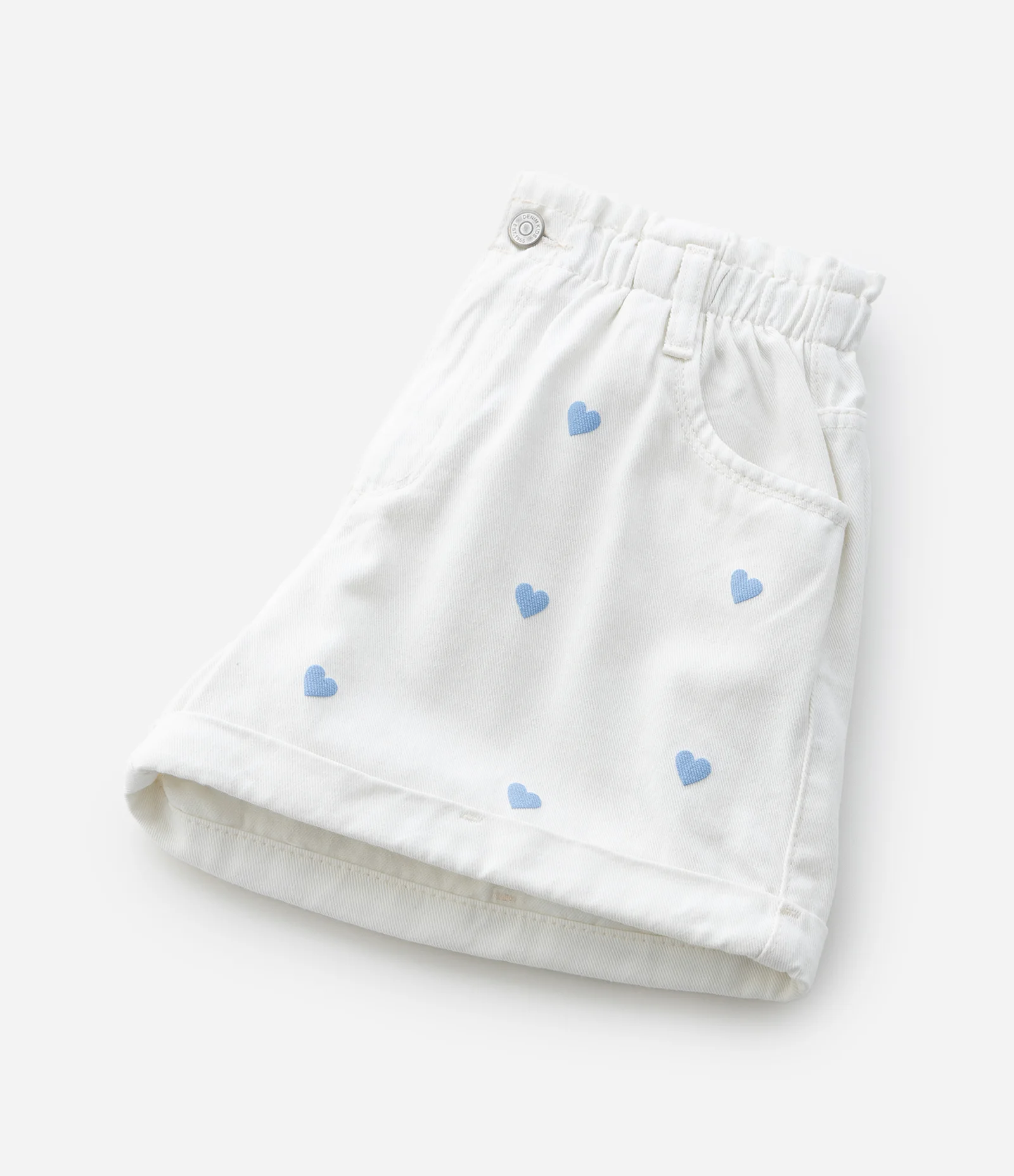 Short Infantil em Jeans Clochard com Estampa de Corações – Tam 5 a 14 Anos Branco 5
