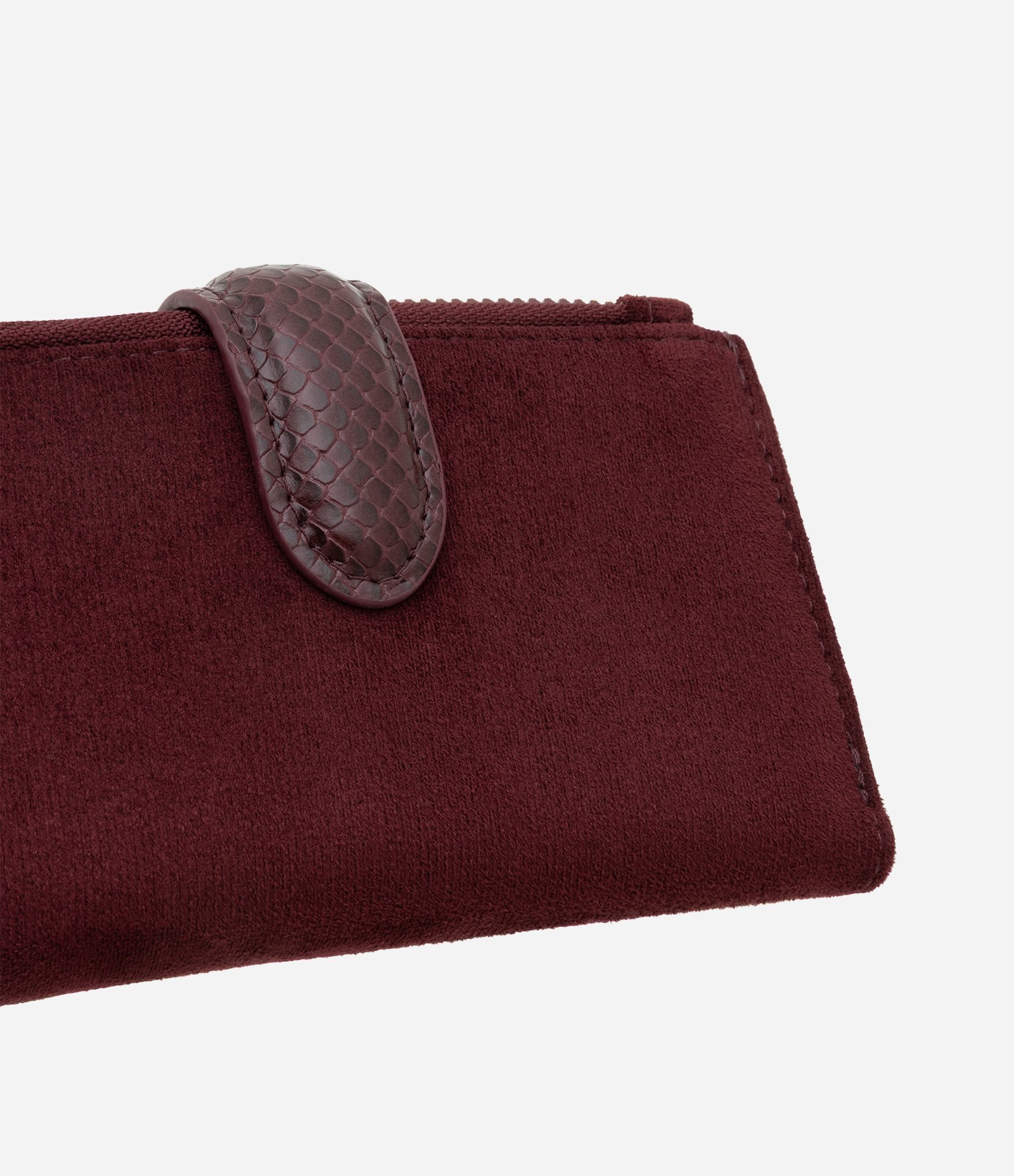 Carteira Envelope Média em Suede com Detalhes Metalizados Vinho 3
