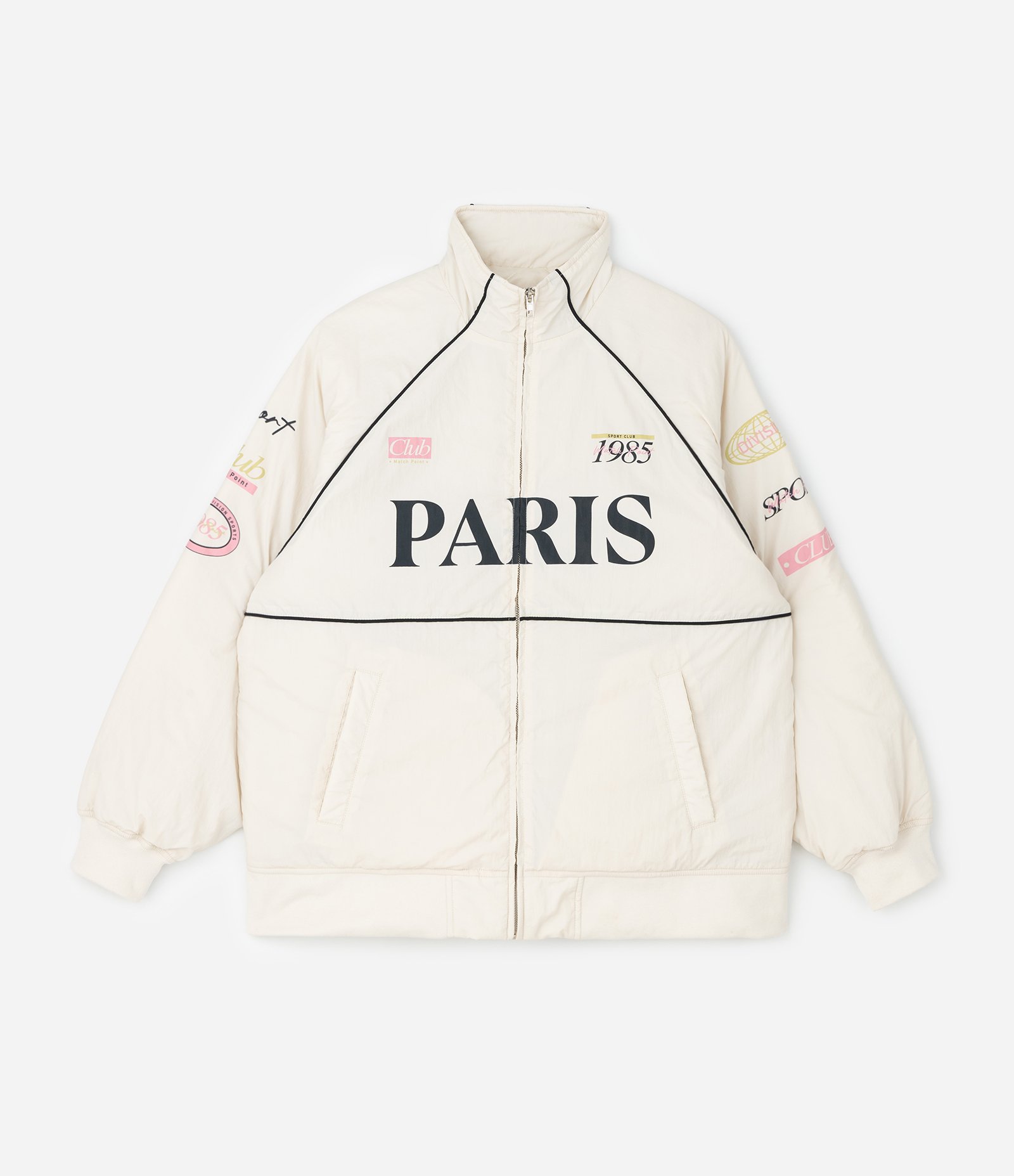 Jaqueta Bomber Oversized em Microfibra com Lettering Curve & Plus Size Off White 1