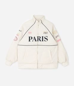 Jaqueta Bomber Oversized em Microfibra com Lettering Curve & Plus Size