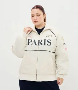 Jaqueta Bomber Oversized em Microfibra com Lettering Curve & Plus Size