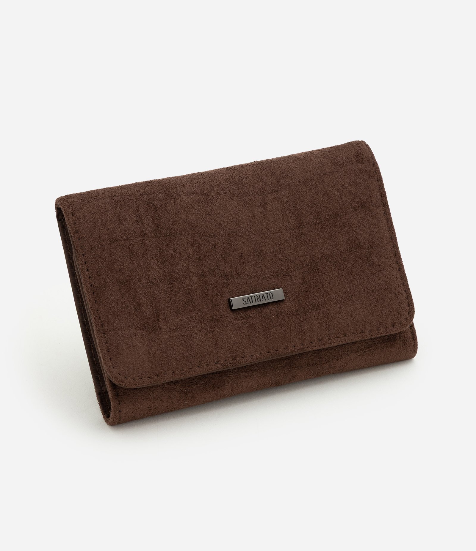 Carteira Envelope Média em PU com Textura Croco Marrom 1