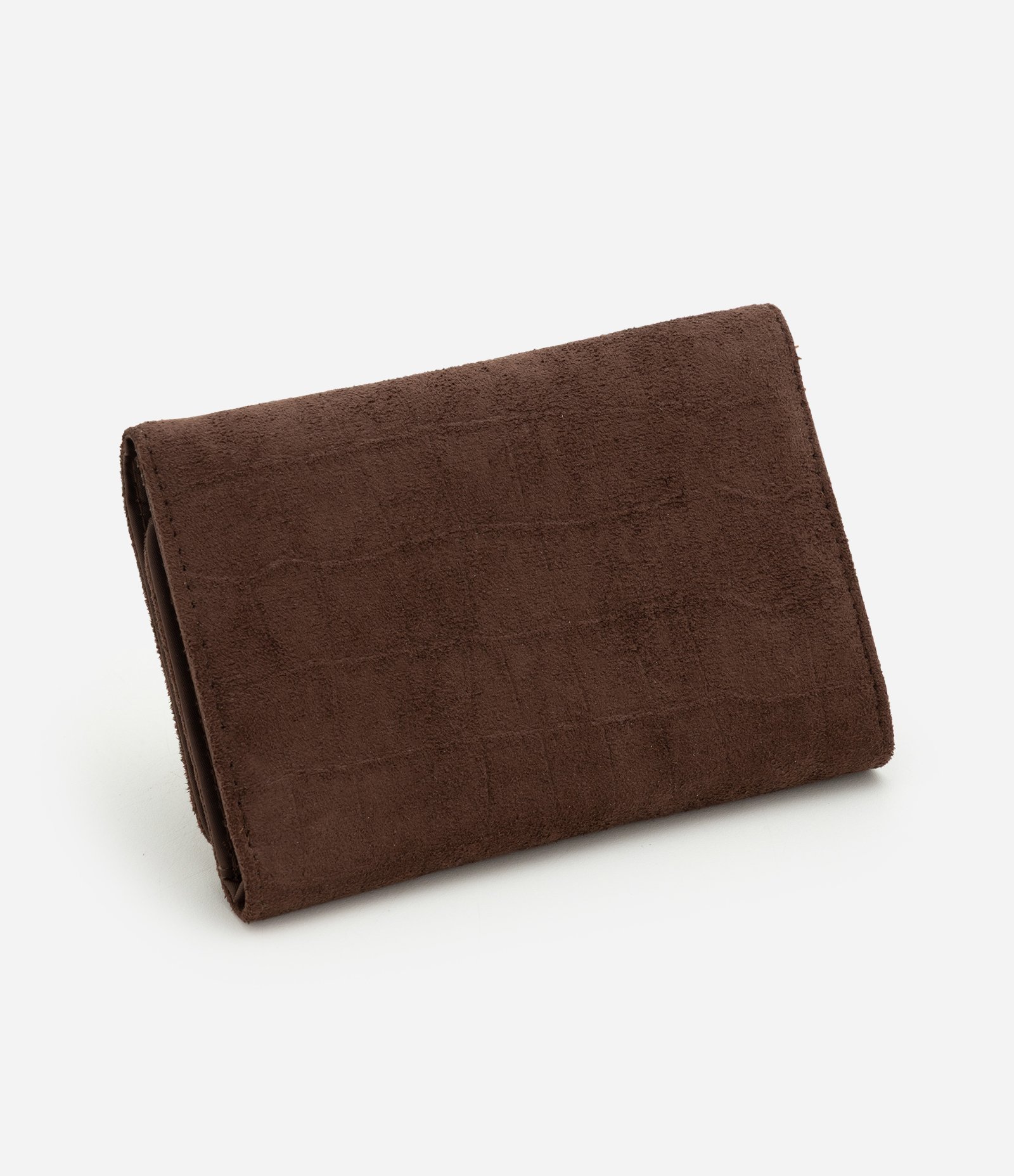 Carteira Envelope Média em PU com Textura Croco Marrom 3