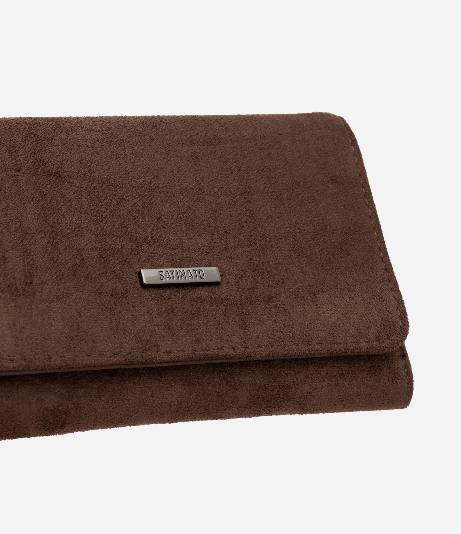 Carteira Envelope Média em PU com Textura Croco Marrom 4